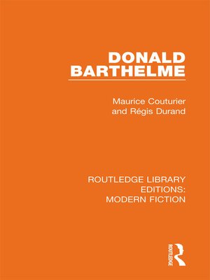 cover image of Donald Barthelme